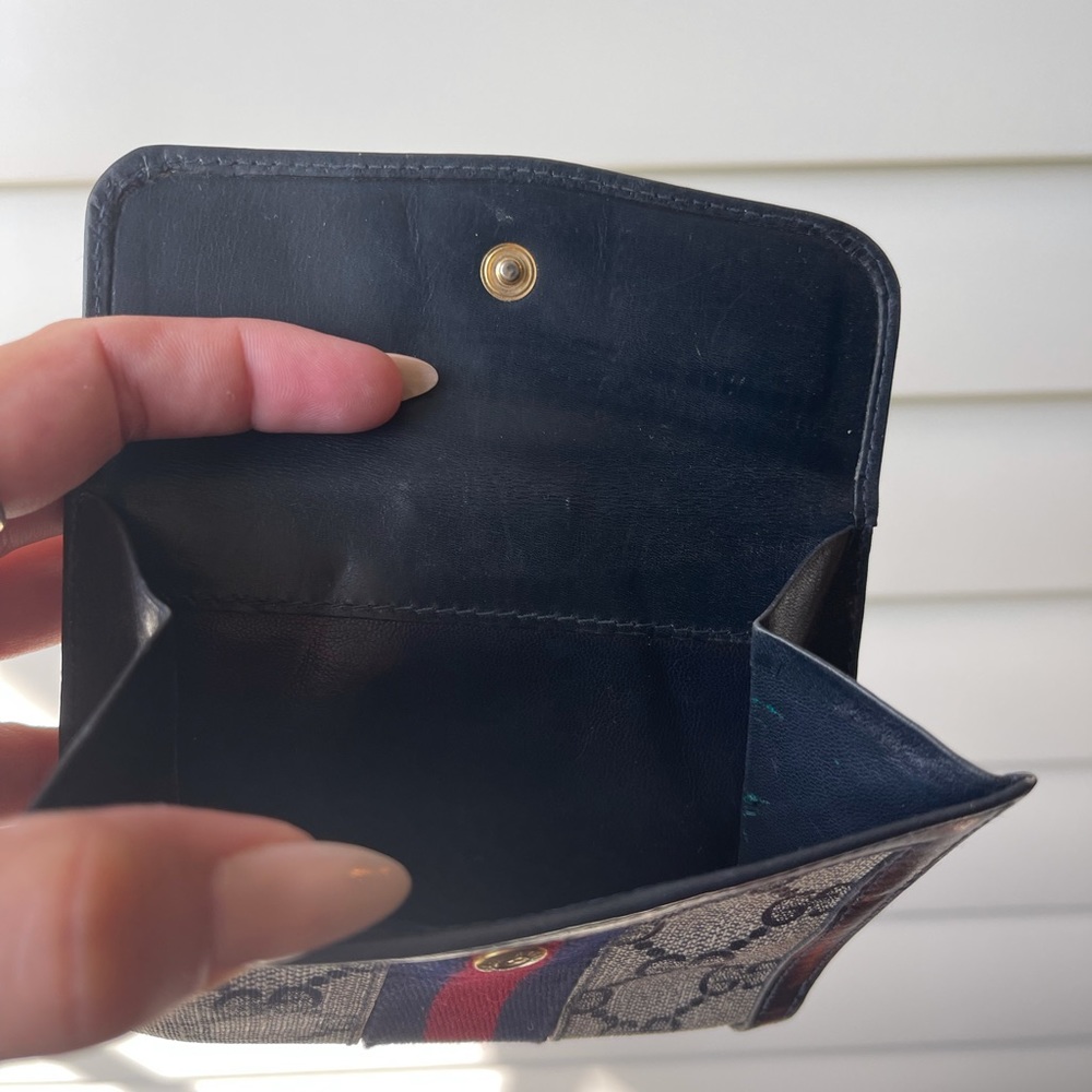Gucci Navy, Red & Beige GG Canvas Bi-Fold Wallet - Picture 5 of 6